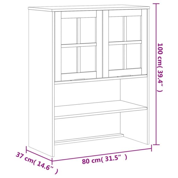 vidaXL Highboard with Glass Doors FLAM 31.5"x15.7"x70.9" Solid Wood Pine - Image 12