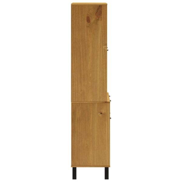 vidaXL Highboard with Glass Doors FLAM 31.5"x15.7"x70.9" Solid Wood Pine - Image 6