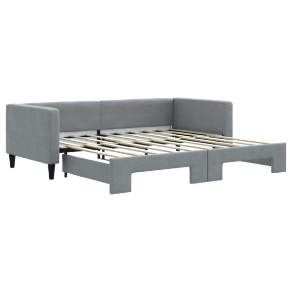 vidaXL Daybed with Trundle Light Gray 39.4"x74.8" Fabric - Image 2