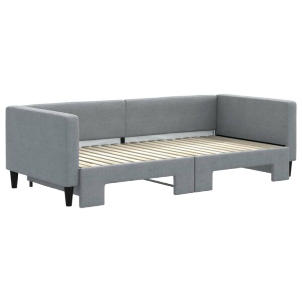 vidaXL Daybed with Trundle Light Gray 39.4"x74.8" Fabric - Image 3