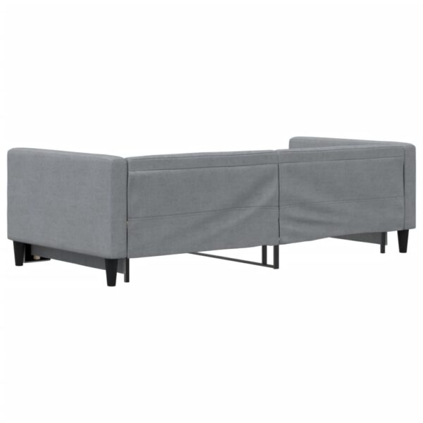 vidaXL Daybed with Trundle Light Gray 39.4"x74.8" Fabric - Image 5