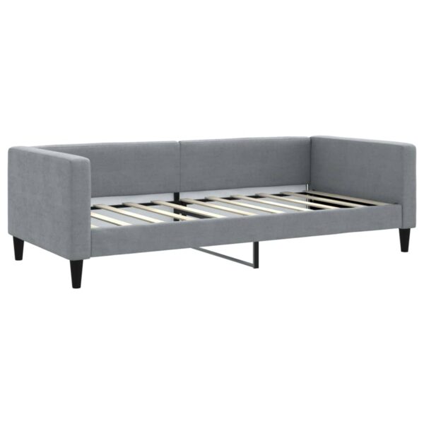 vidaXL Daybed with Trundle Light Gray 39.4"x74.8" Fabric - Image 6