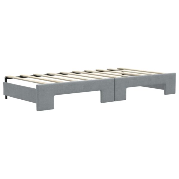 vidaXL Daybed with Trundle Light Gray 39.4"x74.8" Fabric - Image 8