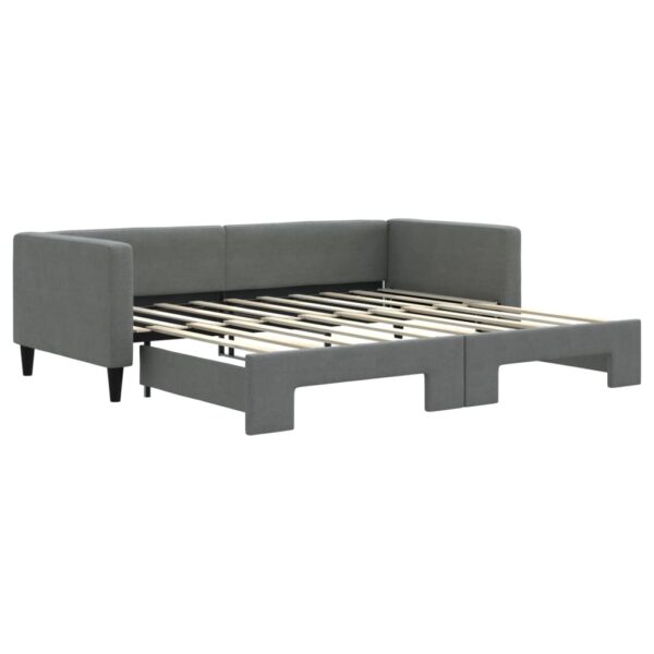 vidaXL Daybed with Trundle Dark Gray 39.4"x74.8" Fabric - Image 2