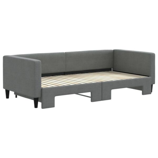 vidaXL Daybed with Trundle Dark Gray 39.4"x74.8" Fabric - Image 3