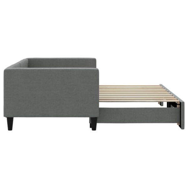 vidaXL Daybed with Trundle Dark Gray 39.4"x74.8" Fabric - Image 4