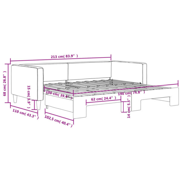 vidaXL Daybed with Trundle Dark Gray 39.4"x74.8" Fabric - Image 11