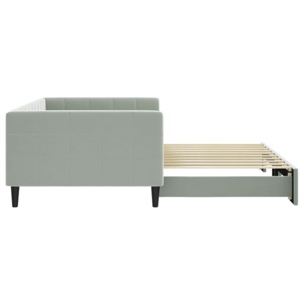 vidaXL Daybed with Trundle Light Gray 39.4"x74.8" Velvet - Image 4