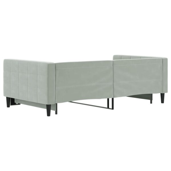 vidaXL Daybed with Trundle Light Gray 39.4"x74.8" Velvet - Image 5