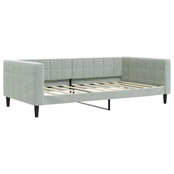 vidaXL Daybed with Trundle Light Gray 39.4"x74.8" Velvet - Image 6