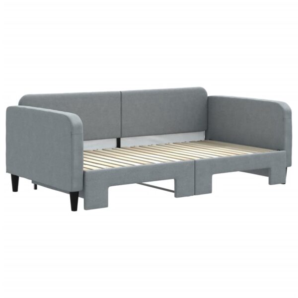 vidaXL Daybed with Trundle Light Gray 39.4"x74.8" Fabric - Image 3