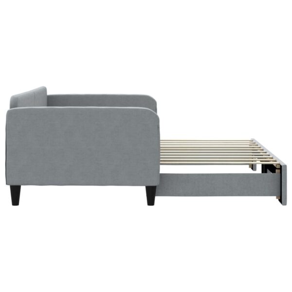 vidaXL Daybed with Trundle Light Gray 39.4"x74.8" Fabric - Image 4