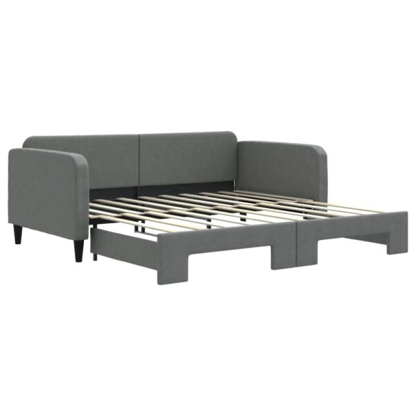 vidaXL Daybed with Trundle Dark Gray 39.4"x74.8" Fabric - Image 2