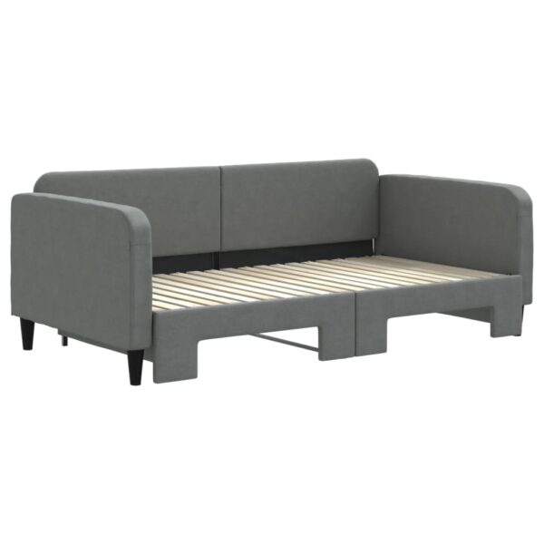 vidaXL Daybed with Trundle Dark Gray 39.4"x74.8" Fabric - Image 3