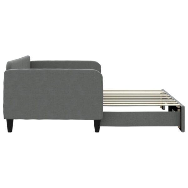 vidaXL Daybed with Trundle Dark Gray 39.4"x74.8" Fabric - Image 4