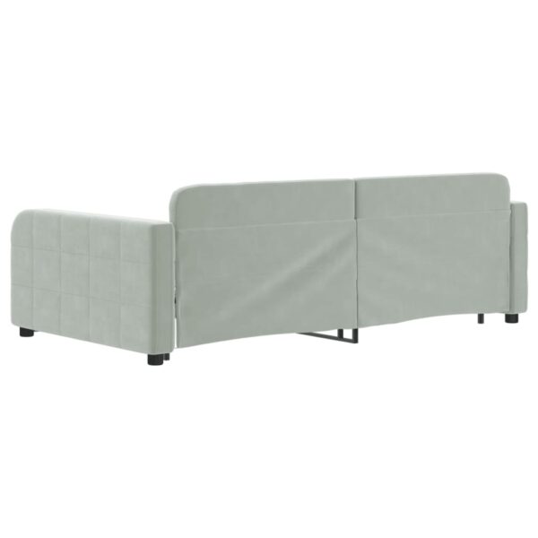 vidaXL Daybed with Trundle Light Gray 39.4"x74.8" Velvet - Image 5