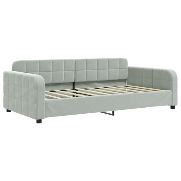 vidaXL Daybed with Trundle Light Gray 39.4"x74.8" Velvet - Image 6