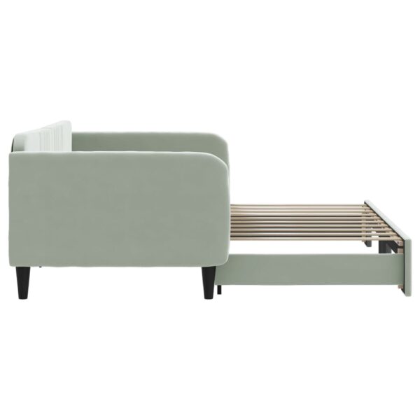 vidaXL Daybed with Trundle Light Gray 39.4"x74.8" Velvet - Image 4