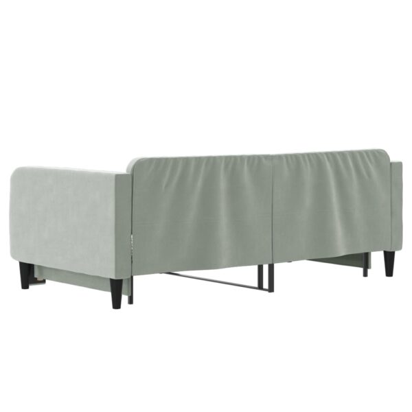 vidaXL Daybed with Trundle Light Gray 39.4"x74.8" Velvet - Image 5