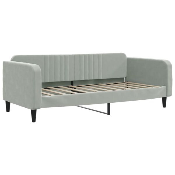 vidaXL Daybed with Trundle Light Gray 39.4"x74.8" Velvet - Image 6