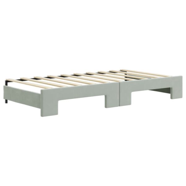 vidaXL Daybed with Trundle Light Gray 39.4"x74.8" Velvet - Image 8