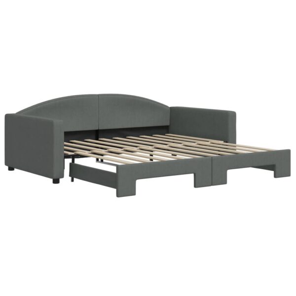 vidaXL Daybed with Trundle Dark Gray 39.4"x74.8" Fabric - Image 2