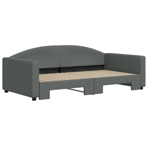 vidaXL Daybed with Trundle Dark Gray 39.4"x74.8" Fabric - Image 3