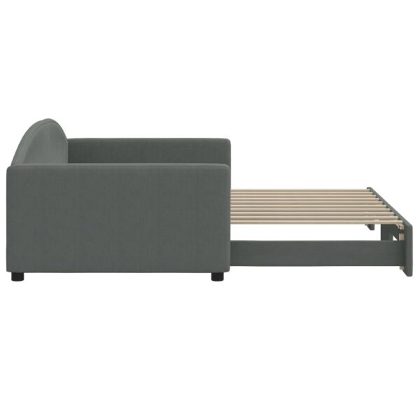 vidaXL Daybed with Trundle Dark Gray 39.4"x74.8" Fabric - Image 4