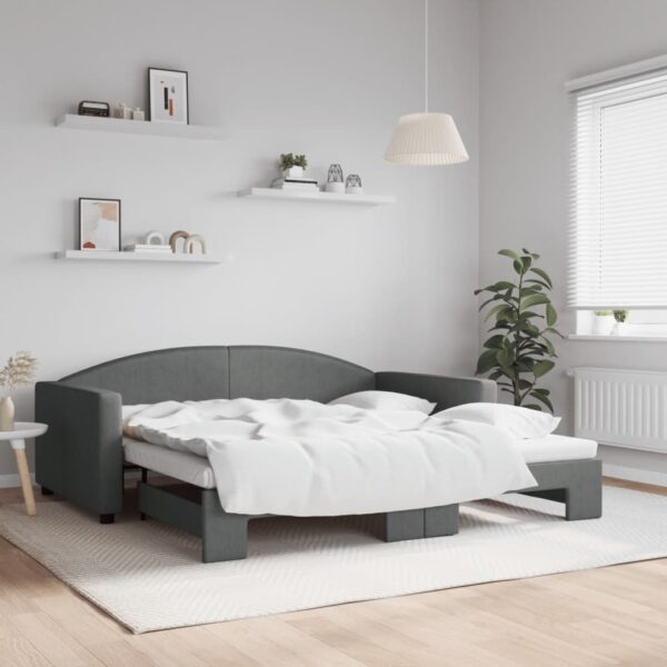 vidaXL Daybed with Trundle Dark Gray 39.4"x74.8" Fabric