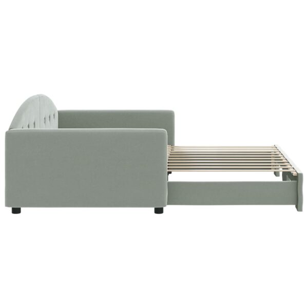 vidaXL Daybed with Trundle Light Gray 39.4"x74.8" Velvet - Image 4