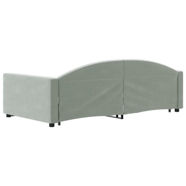 vidaXL Daybed with Trundle Light Gray 39.4"x74.8" Velvet - Image 5