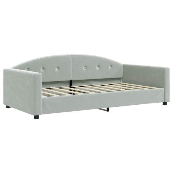 vidaXL Daybed with Trundle Light Gray 39.4"x74.8" Velvet - Image 6