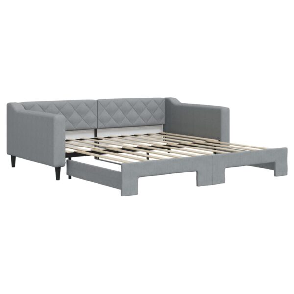 vidaXL Daybed with Trundle Light Gray 39.4"x74.8" Fabric - Image 2