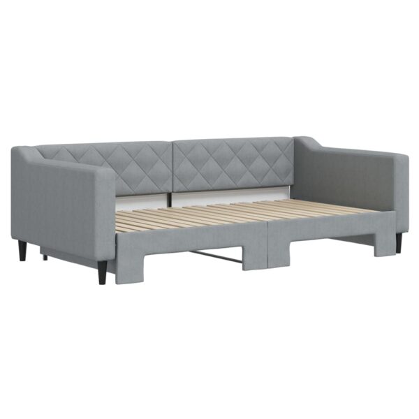 vidaXL Daybed with Trundle Light Gray 39.4"x74.8" Fabric - Image 3