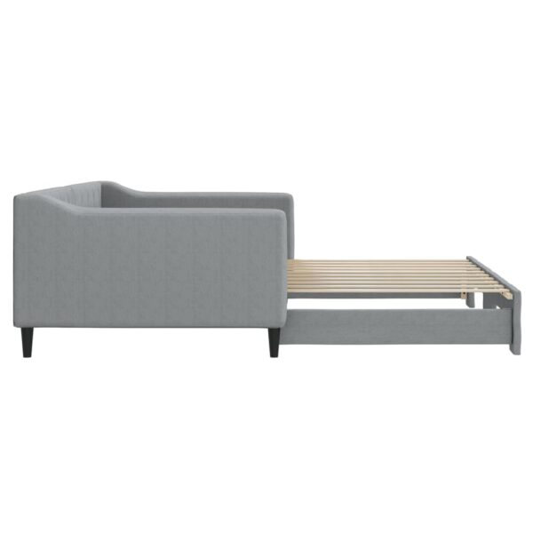 vidaXL Daybed with Trundle Light Gray 39.4"x74.8" Fabric - Image 4