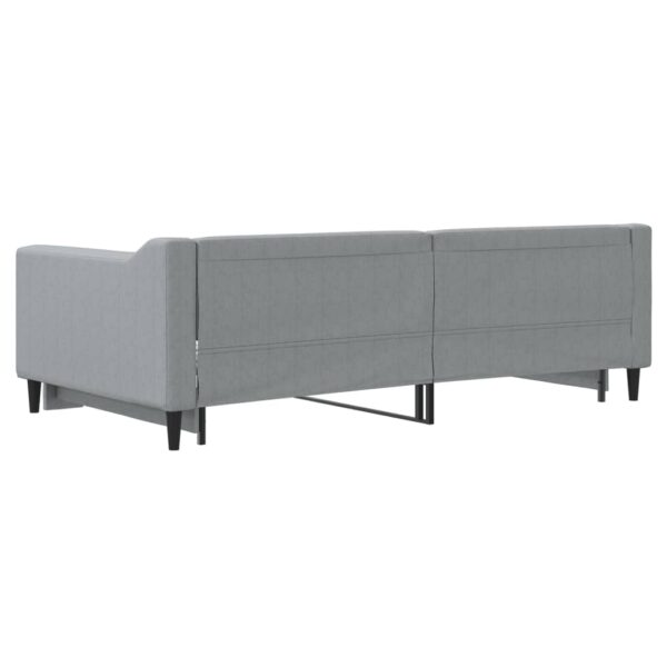 vidaXL Daybed with Trundle Light Gray 39.4"x74.8" Fabric - Image 5