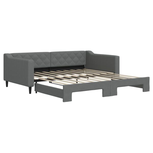 vidaXL Daybed with Trundle Dark Gray 39.4"x74.8" Fabric - Image 2