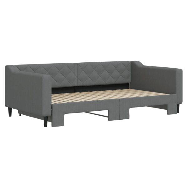 vidaXL Daybed with Trundle Dark Gray 39.4"x74.8" Fabric - Image 3