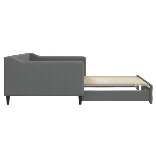 vidaXL Daybed with Trundle Dark Gray 39.4"x74.8" Fabric - Image 4