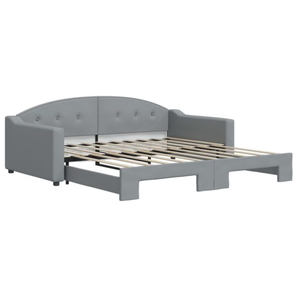 vidaXL Daybed with Trundle Light Gray 39.4"x74.8" Fabric - Image 2