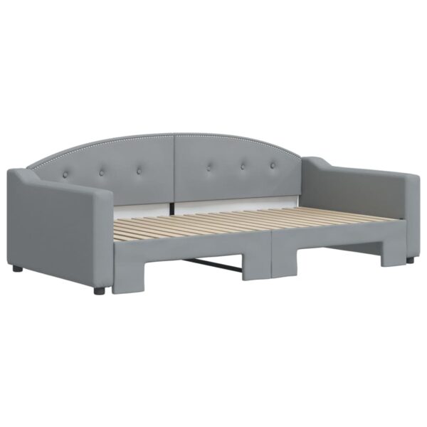 vidaXL Daybed with Trundle Light Gray 39.4"x74.8" Fabric - Image 3