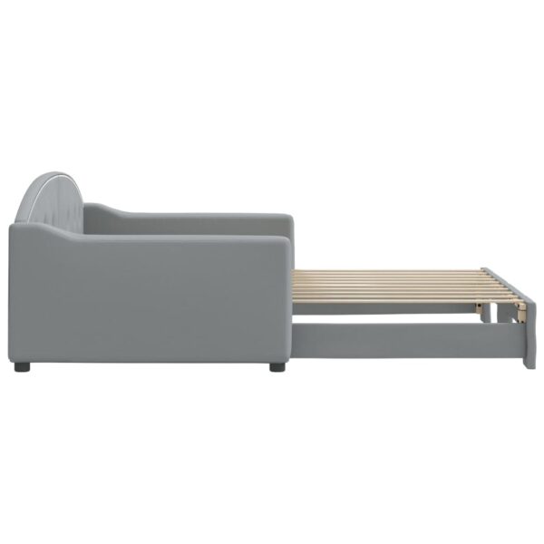 vidaXL Daybed with Trundle Light Gray 39.4"x74.8" Fabric - Image 4