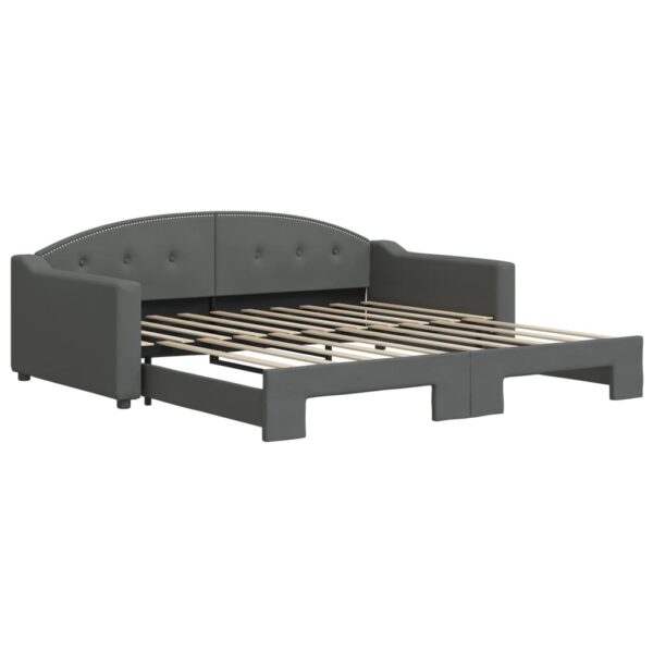 vidaXL Daybed with Trundle Dark Gray 39.4"x74.8" Fabric - Image 2