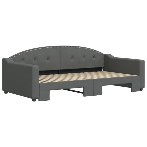 vidaXL Daybed with Trundle Dark Gray 39.4"x74.8" Fabric - Image 3