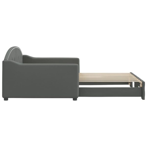 vidaXL Daybed with Trundle Dark Gray 39.4"x74.8" Fabric - Image 4