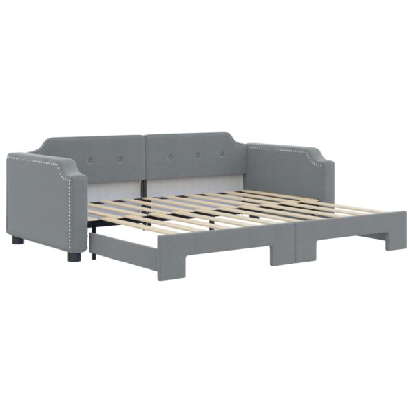 vidaXL Daybed with Trundle Light Gray 39.4"x74.8" Fabric - Image 2