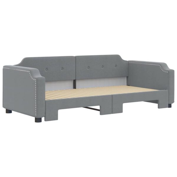 vidaXL Daybed with Trundle Light Gray 39.4"x74.8" Fabric - Image 3