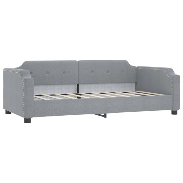 vidaXL Daybed with Trundle Light Gray 39.4"x74.8" Fabric - Image 5