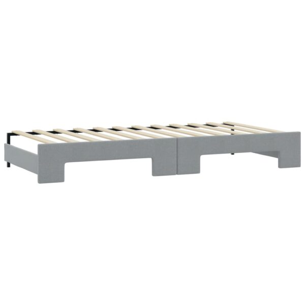 vidaXL Daybed with Trundle Light Gray 39.4"x74.8" Fabric - Image 8