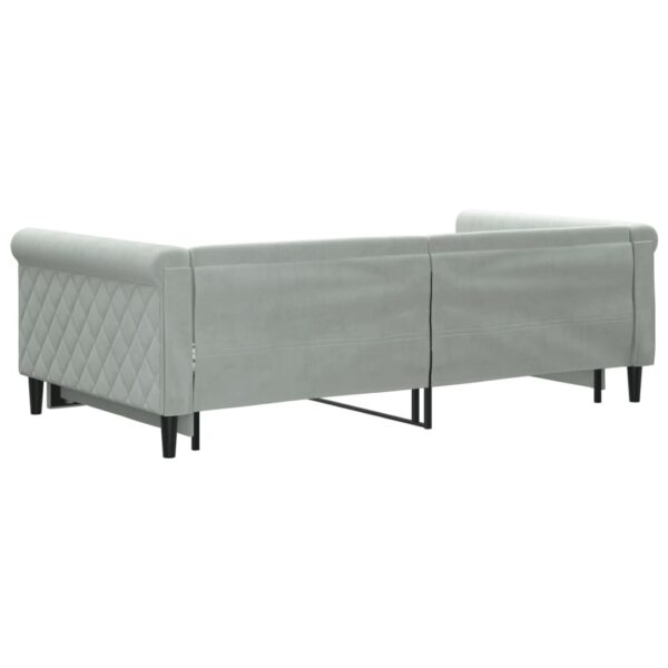 vidaXL Daybed with Trundle Light Gray 39.4"x74.8" Velvet - Image 5